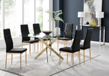 Leonardo 6 Gold Dining Table and 6 Velvet Milan Gold Leg Chairs - leonardo-6-seater-gold-rectangle-dining-table-6-black-velvet-milan-gold-chairs-set.jpg