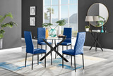 Novara Black Leg 120cm Round Glass Dining Table & 4 Velvet Milan Black Leg Chairs - novara-120-black-leg-round-dining-table-4-navy-velvet-milan-black-chairs-set.jpg