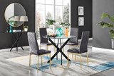 Novara Black Leg Round Glass Dining Table & 4 Velvet Milan Gold Leg Chairs - novara-100-black-leg-round-dining-table-4-grey-velvet-milan-gold-chairs-set.jpg