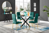 Novara Black Leg Round Glass Dining Table & 4 Velvet Milan Gold Leg Chairs - novara-100-black-leg-round-dining-table-4-green-velvet-milan-gold-chairs-set.jpg