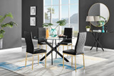 Novara Black Leg 120cm Round Glass Dining Table & 4 Velvet Milan Gold Leg Chairs - novara-120-black-leg-round-dining-table-4-black-velvet-milan-gold-chairs-set.jpg