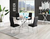 Novara Grey Concrete Effect Round Dining Table & 4 Velvet Milan Chairs - novara-concrete-100-chrome-round-dining-table-4-blk-velvet-milan-chairs-set.jpg