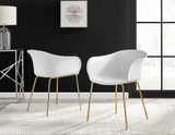 Palma Beige Stone Effect Round Dining Table & 4 Harper Gold Leg Chairs - Harper white gold-2.jpg