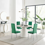 Palma Beige Stone Effect Round Dining Table & 4 Velvet Milan Silver Leg Chairs - palma-beige-high-gloss-modern-round-dining-table-4-green-velvet-milan-silver-chairs-set.jpg
