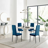 Palma Beige Stone Effect Round Dining Table & 4 Velvet Milan Black Leg Chairs - palma-beige-high-gloss-modern-round-dining-table-4-blue-velvet-milan-black-chairs-set.jpg