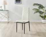 Palma Beige Stone Effect Round Dining Table & 4 Velvet Milan Black Leg Chairs - Milan velvet Dining Chairs-cream black (6).jpg