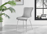Palma Beige Stone Effect Round Dining Table & 4 Nora Silver Leg Chairs - Nora-Light Grey-Velvet-Silver-Leg-Dining-Chair-2.jpg