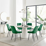 Palma Beige Stone Effect Round Dining Table & 6 Pesaro Black Leg Chairs - palma-beige-high-gloss-modern-round-dining-table-6-green-velvet-pesaro-black-chairs-set.jpg