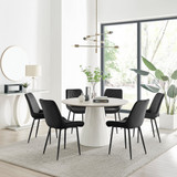 Palma Beige Stone Effect Round Dining Table & 6 Pesaro Black Leg Chairs - palma-beige-high-gloss-modern-round-dining-table-6-black-velvet-pesaro-black-chairs-set.jpg