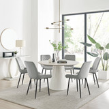 Palma Beige Stone Effect Round Dining Table & 6 Pesaro Black Leg Chairs - palma-beige-high-gloss-modern-round-table-6-light-grey-velvet-pesaro-black-chairs-1.jpg