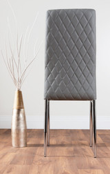 Palma Beige Stone Effect Round Dining Table & 4 Milan Chrome Leg Chairs - grey-modern-milan-dining-chair-leather-chrome-6.jpg