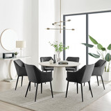 Palma Beige Stone Effect Round Dining Table & 6 Calla Black Leg Chairs - palma-beige-high-gloss-modern-round-dining-table-6-black-velvet-calla-black-chairs-set.jpg