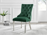 Palma Beige Stone Effect Round Dining Table & 4 Belgravia Chairs - belgravia-green-velvet-studded-back-ring-silver-leg-chair.jpg