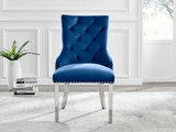 Palma Beige Stone Effect Round Dining Table & 4 Belgravia Chairs - belgravia-blue-velvet-studded-back-ring-silver-leg-chair-2.jpg