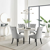 Palma Beige Stone Effect Round Dining Table & 4 Belgravia Black Leg Chairs - palma-beige-high-gloss-modern-round-table-4-velvet-belgravia-chairs-set-grey-black.jpg