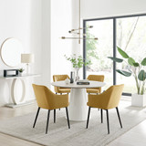 Palma Beige Stone Effect Round Dining Table & 4 Calla Black Leg Chairs - palma-beige-high-gloss-modern-round-dining-table-4-mustard-velvet-calla-black-chairs-set.jpg