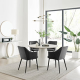 Palma Beige Stone Effect Round Dining Table & 4 Calla Black Leg Chairs - palma-beige-high-gloss-modern-round-dining-table-4-black-velvet-calla-black-chairs-set.jpg