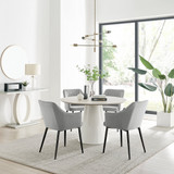 Palma Beige Stone Effect Round Dining Table & 4 Calla Black Leg Chairs - palma-beige-high-gloss-modern-round-dining-table-4-beige-velvet-calla-black-chairs-set.jpg