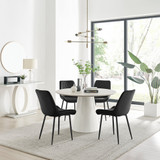 Palma Beige Stone Effect Round Dining Table & 4 Pesaro Black Leg Chairs - palma-beige-high-gloss-modern-round-dining-table-4-black-velvet-pesaro-black-chairs-set.jpg