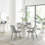 Palma Beige Stone Effect Round Dining Table & 4 Pesaro Black Leg Chairs - palma-beige-high-gloss-modern-round-dining-table-4-grey-velvet-pesaro-black-chairs.jpg