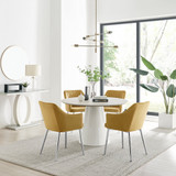 Palma Beige Stone Effect Round Dining Table & 4 Calla Silver Leg Chairs - palma-beige-high-gloss-modern-round-dining-table-4-mustard-velvet-calla-silver-chairs-set.jpg