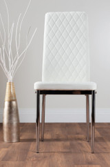 Palma Beige Stone Effect Round Dining Table & 6 Milan Chrome Leg Chairs - white-modern-milan-dining-chair-leather-chrome.jpg