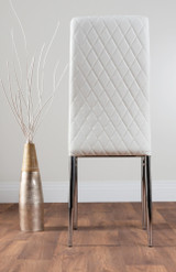 Palma Beige Stone Effect Round Dining Table & 6 Milan Chrome Leg Chairs - white-modern-milan-dining-chair-leather-chrome-4.jpg