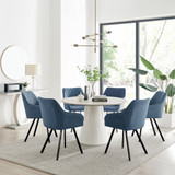 Palma Beige Stone Effect Round Dining Table & 6 Falun Black Leg Chairs - palma-beige-high-gloss-modern-round-dining-table-6-navy-fabric-falun-black-chairs.jpg