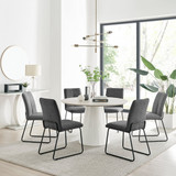 Palma Beige Stone Effect Round Dining Table & 6 Halle Chairs - palma-beige-high-gloss-modern-round-dining-table-6-dark-grey-fabric-halle-chairs-1.jpg