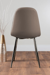 Palma Beige Stone Effect Round Dining Table & 4 Corona Silver Chairs - beige-corona-chrome-leg-modern-leather-dining-chair-4.jpg