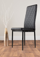 Palma Beige Stone Effect Round Dining Table & 6 Milan Black Leg Chairs - black-modern-milan-dining-chair-leather-black-leg-2.jpg