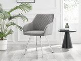 Palma Beige Stone Effect Round Dining Table & 6 Falun Silver Leg Chairs - Falun-Light Grey-Fabric-Silver-Leg-Dining-Chair-2.jpg