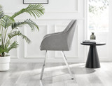 Palma Beige Stone Effect Round Dining Table & 6 Falun Silver Leg Chairs - Falun-Light Grey-Fabric-Silver-Leg-Dining-Chair-3.jpg