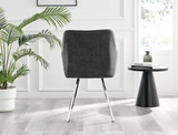 Palma Beige Stone Effect Round Dining Table & 6 Falun Silver Leg Chairs - Falun-Dark Grey-Fabric-Silver-Leg-Dining-Chair-3.jpg