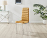 Novara White High Gloss 120cm Round Dining Table & 4 Velvet Milan Chairs - Milan velvet Dining Chairs-mustard (6).jpg