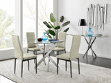 Novara 100cm Round Dining Table and 4 Velvet Milan Black Leg Chairs - novara-100cm-chrome-metal-round-dining-table-and-4-cream-velvet-milan-blk-chairs-set.jpg