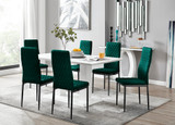 Imperia 6 White Dining Table and 6 Velvet Milan Black Leg Chairs - imperia-6-seater-white-high-gloss-rectangle-table-6-green-velvet-milan-chairs-blk.jpg