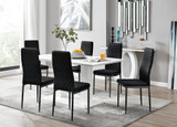 Imperia 6 White Dining Table and 6 Velvet Milan Black Leg Chairs - imperia-6-seater-white-high-gloss-rectangle-table-6-black-velvet-milan-chairs-blk.jpg