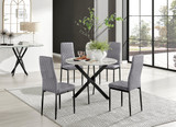Novara White Marble Black Leg Round Dining Table & 4 Velvet Milan Black Leg Chairs - novara-marble-100-black-metal-round-dining-table-4-grey-velvet-milan-black-chairs-set.jpg