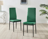 Enna Black Glass Extending Dining Table and 4 Velvet Milan Black Leg Chairs - Milan velvet Dining Chairs-green black (5).jpg