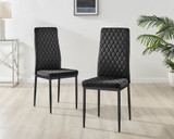 Enna Black Glass Extending Dining Table and 4 Velvet Milan Black Leg Chairs - Milan velvet Dining Chairs black  black (5).jpg