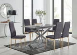 Lira 100cm Grey Metal Extending Dining Table & 6 Velvet Milan Gold Leg Chairs - lira-6-grey-120-high-gloss-square-dining-table-6-grey-velvet-milan-gold-chairs-set.jpg