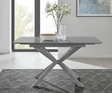 Lira 100cm Grey Metal Extending Dining Table & 6 Velvet Milan Gold Leg Chairs - lira-grey-100cm-4-seater-high-gloss-square-modern-dining-table-5.jpg