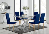 Lira 100 Extending Dining Table and 6 Velvet Milan Gold Leg Chairs - LIRA-100cm-6-seater-chrome-glass-square-dining-table-6-navy-velvet-milan-gold-chairs-set.jpg