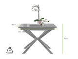 Lira 100cm Grey Metal Extending Dining Table & 4 Velvet Milan Black Leg Chairs - Lira 4 Dining Table Grey Dimensions.jpg