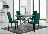 Lira 100cm Grey Metal Extending Dining Table & 4 Velvet Milan Black Leg Chairs - lira-4-grey-100-high-gloss-square-dining-table-4- green-velvet-milan-chairs-set.jpg