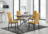 Lira 100cm Grey Metal Extending Dining Table & 4 Velvet Milan Black Leg Chairs - lira-4-grey-100-high-gloss-square-dining-table-4- mustard-velvet-milan-chairs-set.jpg