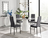 Palma White Marble Effect Round Dining Table & 4 Velvet Milan Black Leg Chairs - PALMA-~4.jpg