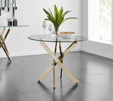 Novara 100cm Gold Round Dining Table and 4 Velvet Milan Black Leg Chairs - novara-100cm-gold-metal-modern-round-dining-table-1_17.jpeg