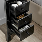 Lexi 3 Drawer Black Slim Mirrored Bedside Table - Lexi-small-bedside-table-black-4.jpg
